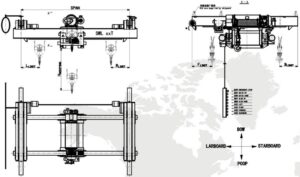 Electric double girder engine room crane